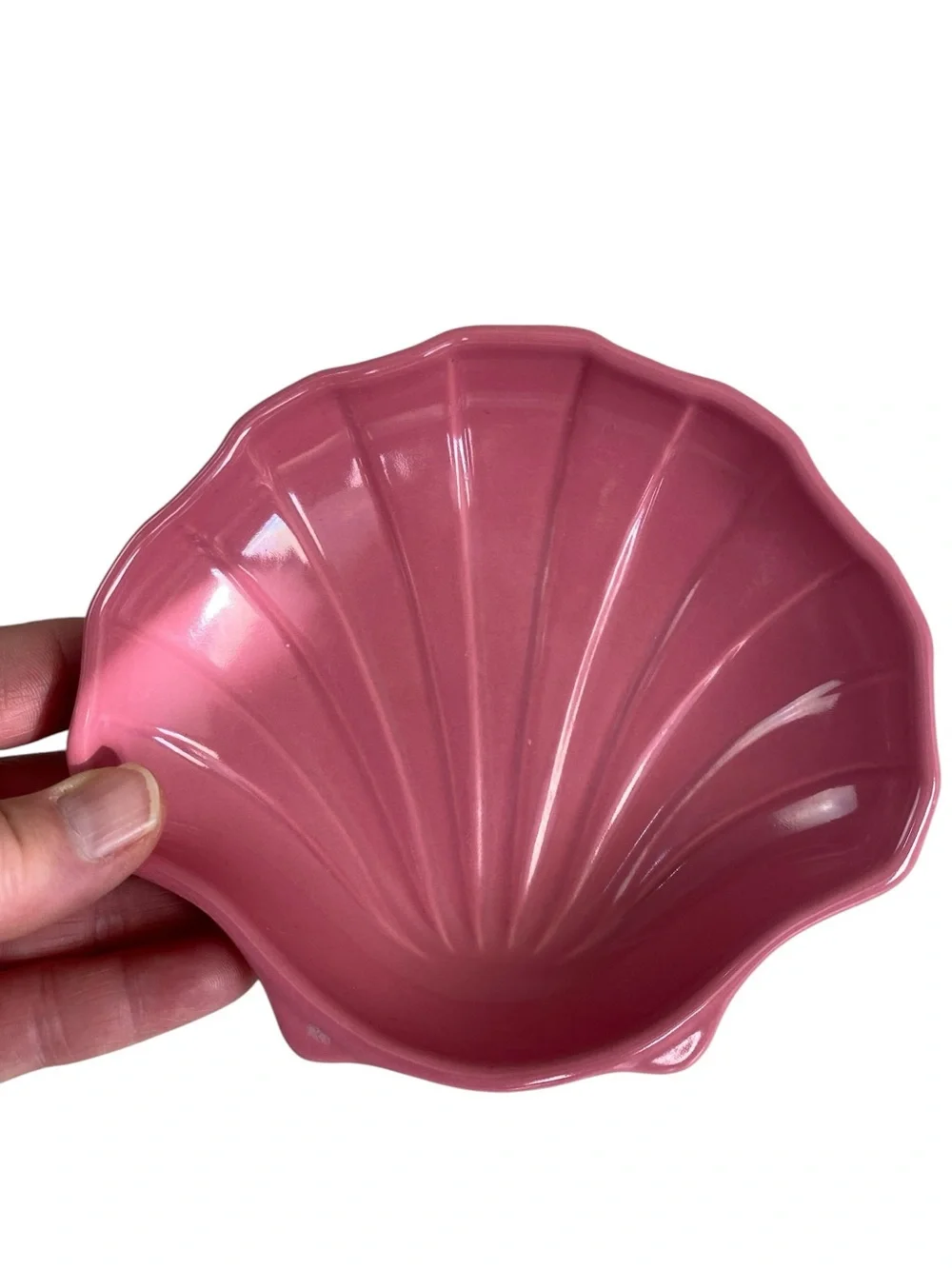 Pfaltzgraff Pink Ceramic Scalloped Clam Shell Shaped Dish 5” x 6” x 1.5”